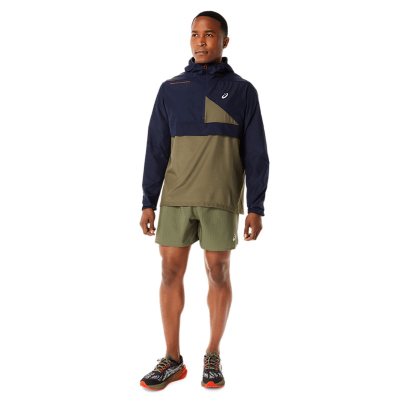 Giacca a vento Asics Fujitrail blu navy verde
