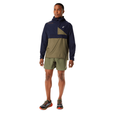 Giacca a vento Asics Fujitrail blu navy verde