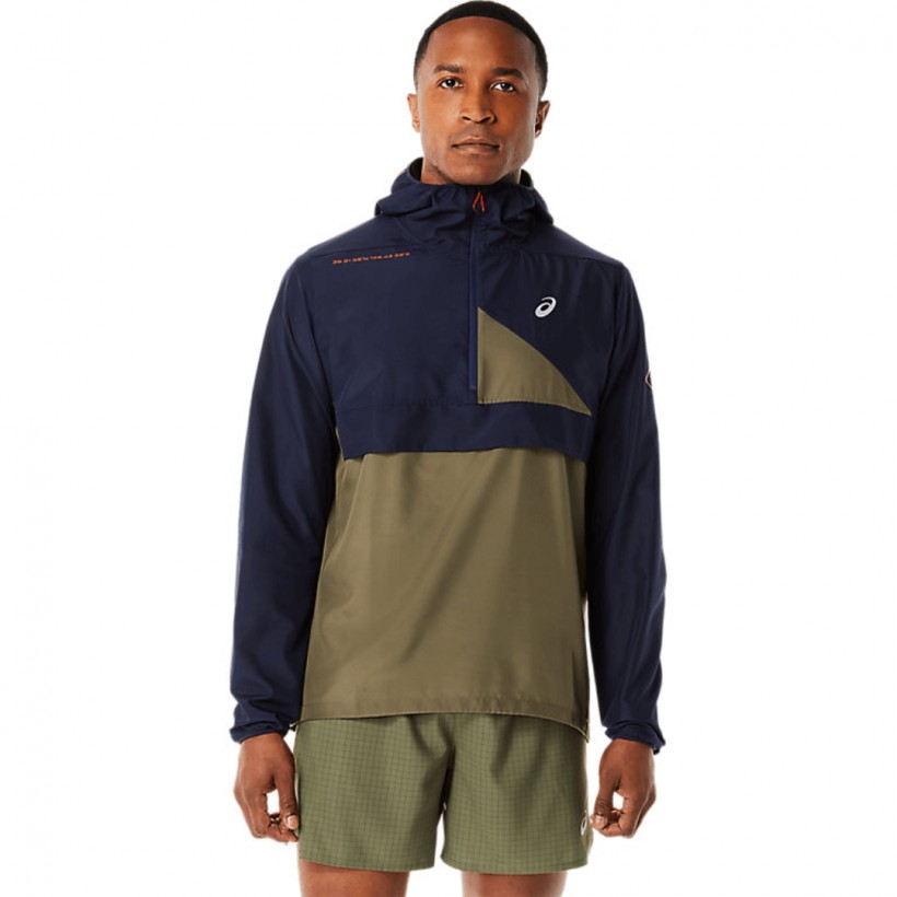 Anorak Asics Fujitrail Navy Blue Green