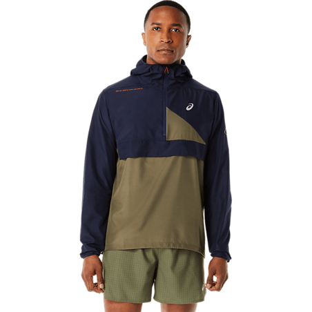 Asics Fujitrail Anorak Marineblauw Groen