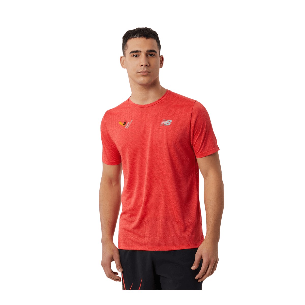 Camisola New Balance Impact Run Short Sleeve vermelha, Tamanho M