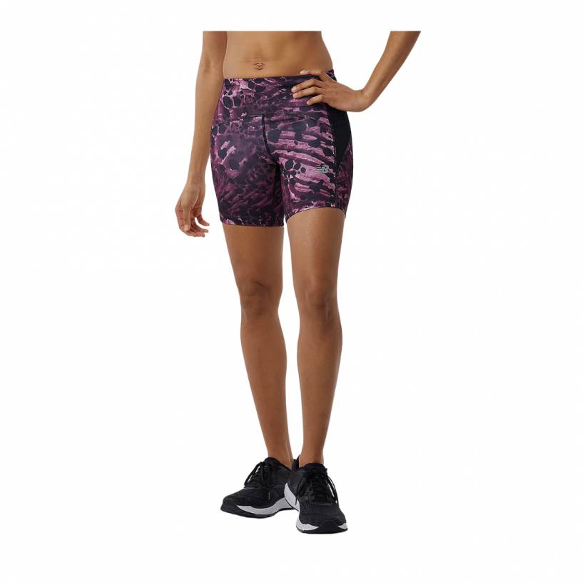 Kurze Sportleggins New Balance Printed Impact Run Fitted Lila Schwarz Frau