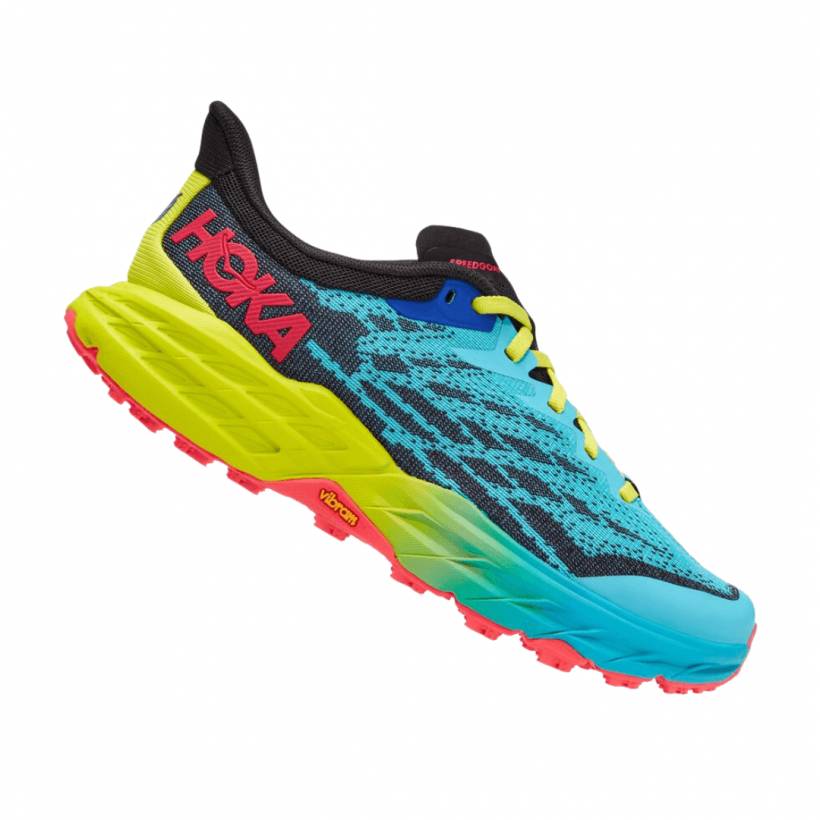 Zapatillas Hoka One One Speedgoat 5 Azul Negro Rojo AW22 Mujer