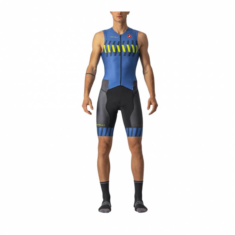Tritraje Castelli Integral Free Sanremo 2 Sem Mangas Azul Amarelo