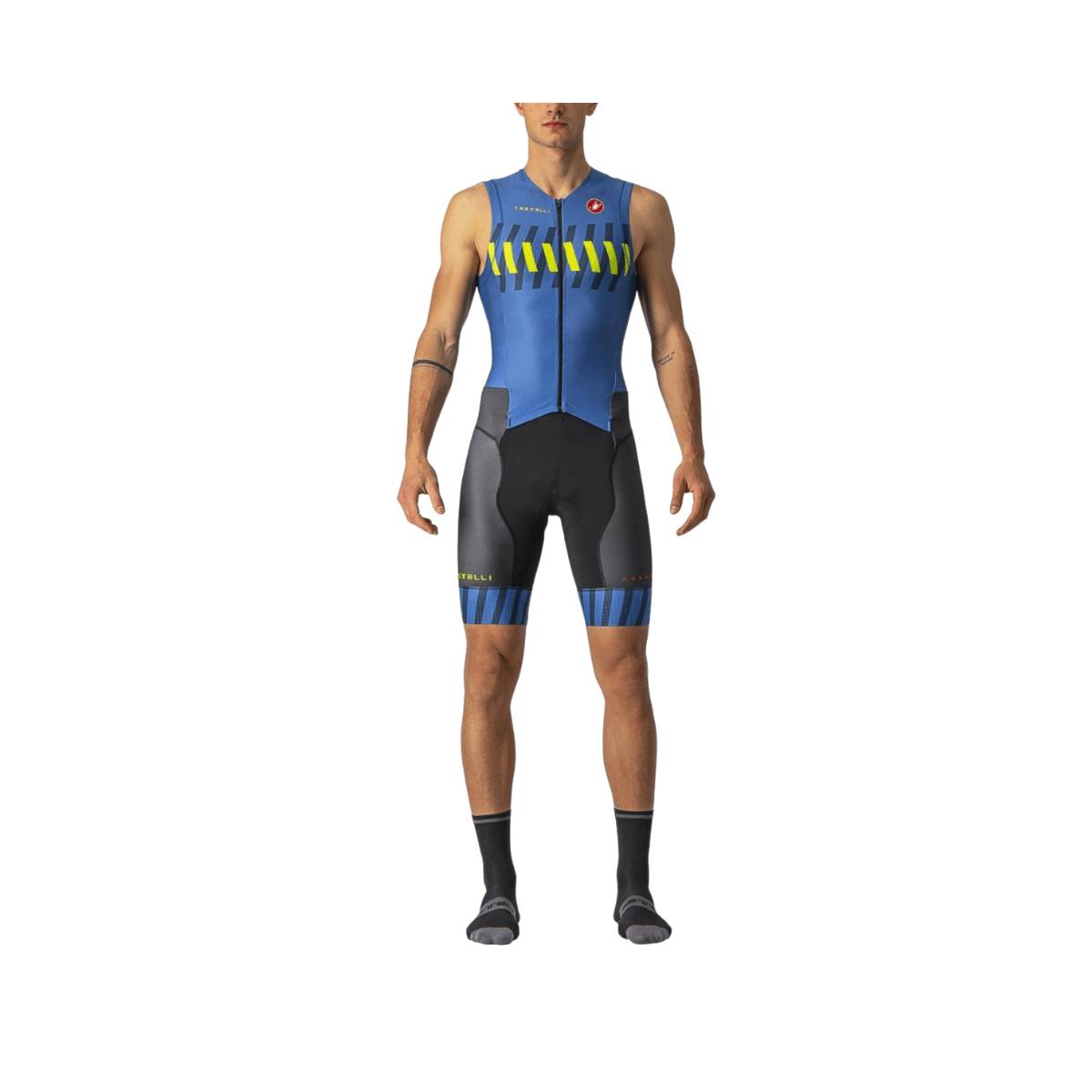 Suit Castelli Integral Free Sanremo 2 Sleeveless Blue Yellow, Size S