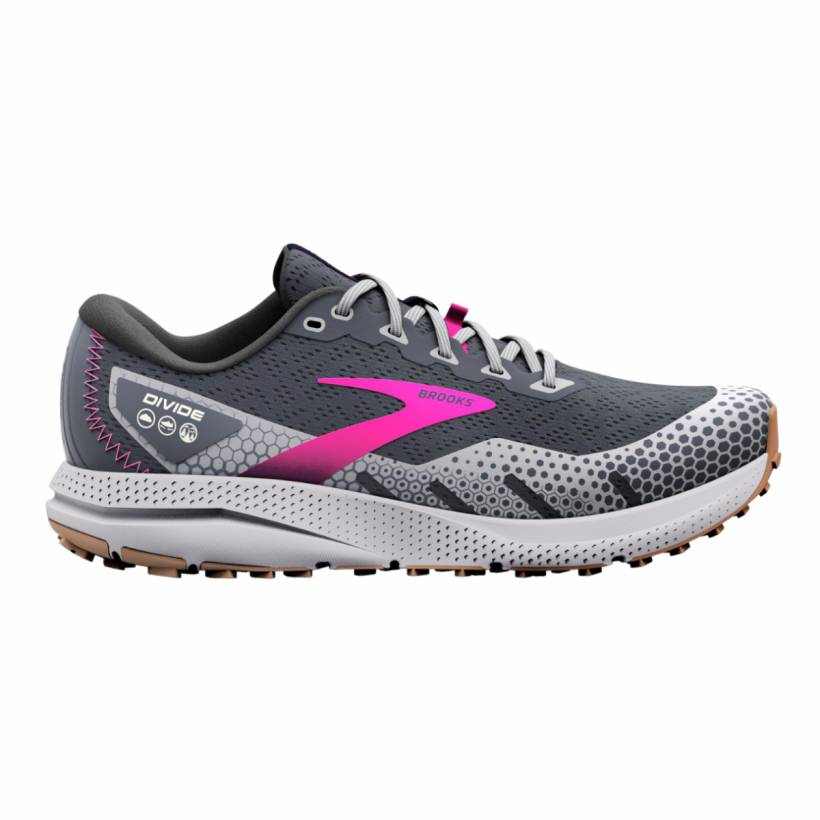 Sapatos Brooks Divide 3 Grey Pink SS23 Mulher