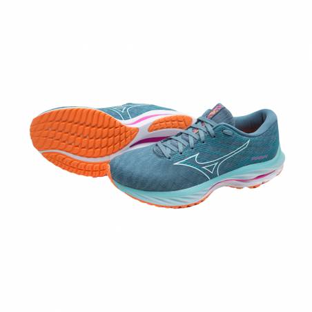 Zapatillas Mizuno Wave Rider Wos Blanco Naranja SS23 Mujer