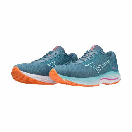 Zapatillas Mizuno Wave Rider Wos Blanco Naranja SS23 Mujer