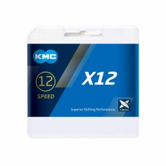 Cadena KMC X12  126 eslabones 12V Plata