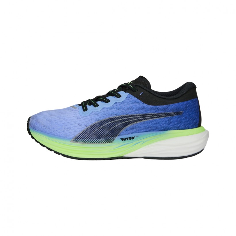 Puma Deviate Nitro 2 Wide Bleu Vert Chaussures Femmes SS23