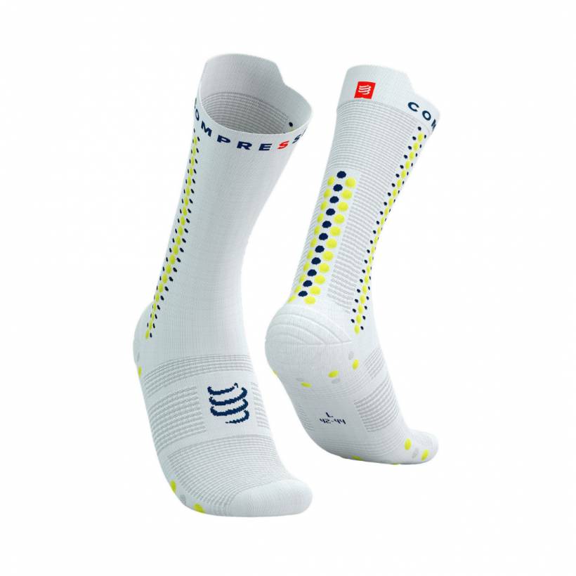 Calcetines Compressport Pro Racing V4.0 Bike Blanco Primrose