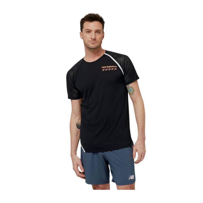 T-Shirt Kurzarm New Balance Accelerate Pacer Schwarz