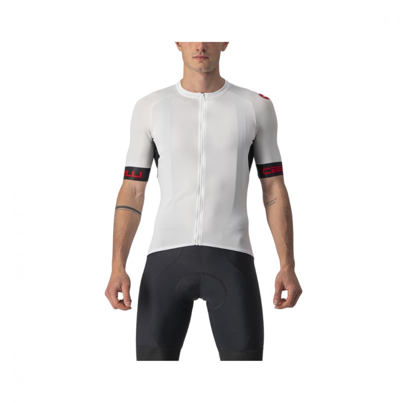 Maillot Castelli Entrata VI Manches Courtes Blanc Rouge