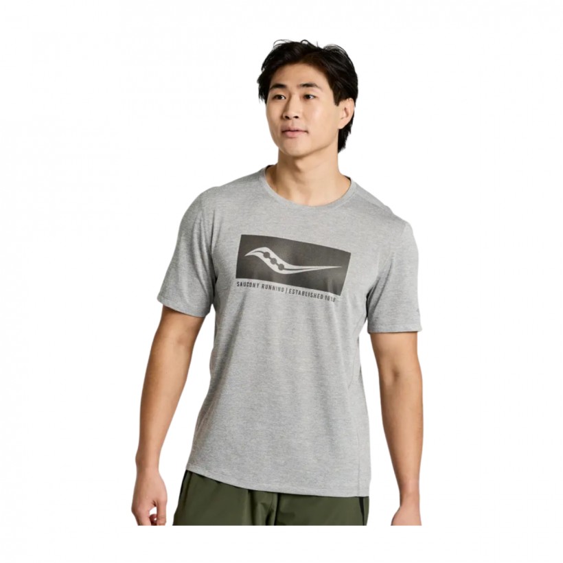 T-Shirt Saucony Stopwatch Kurzarm Grau