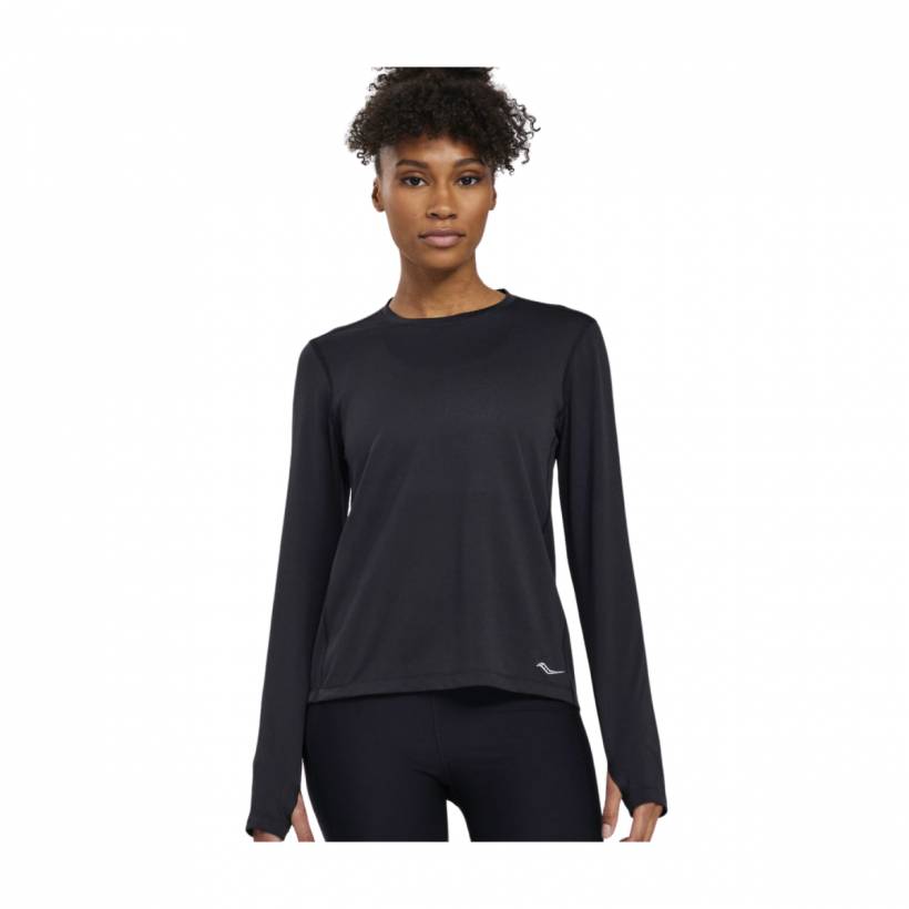 Camiseta Saucony Stopwatch Manga Larga Negra Mujer