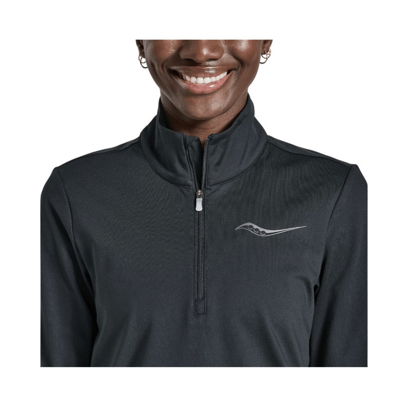 T-shirt Saucony Solstice Manica Lunga 1/4 Zip Nera da Donna