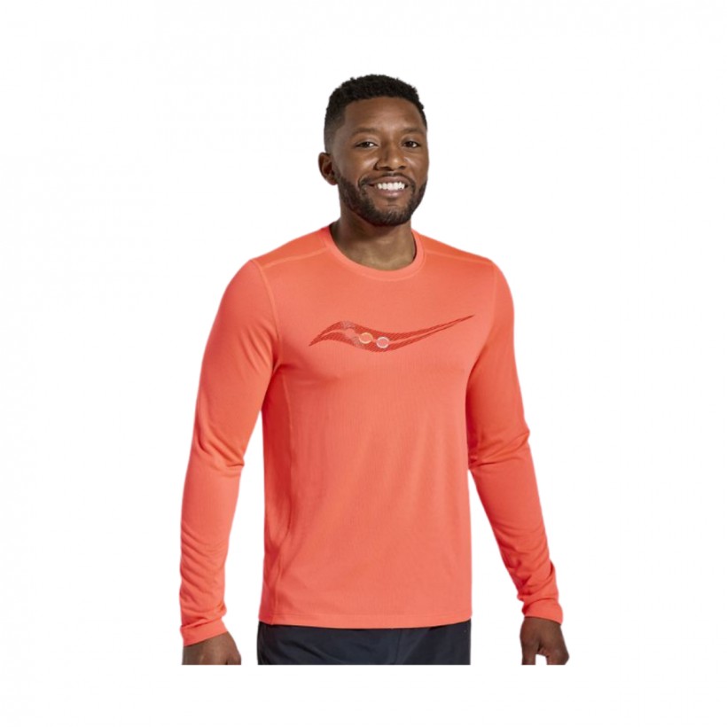 T-Shirt Saucony Stopwatch Long Sleeve Light Red