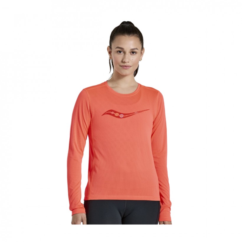 T-Shirt Saucony Stopwatch Long Sleeve Coral Women's