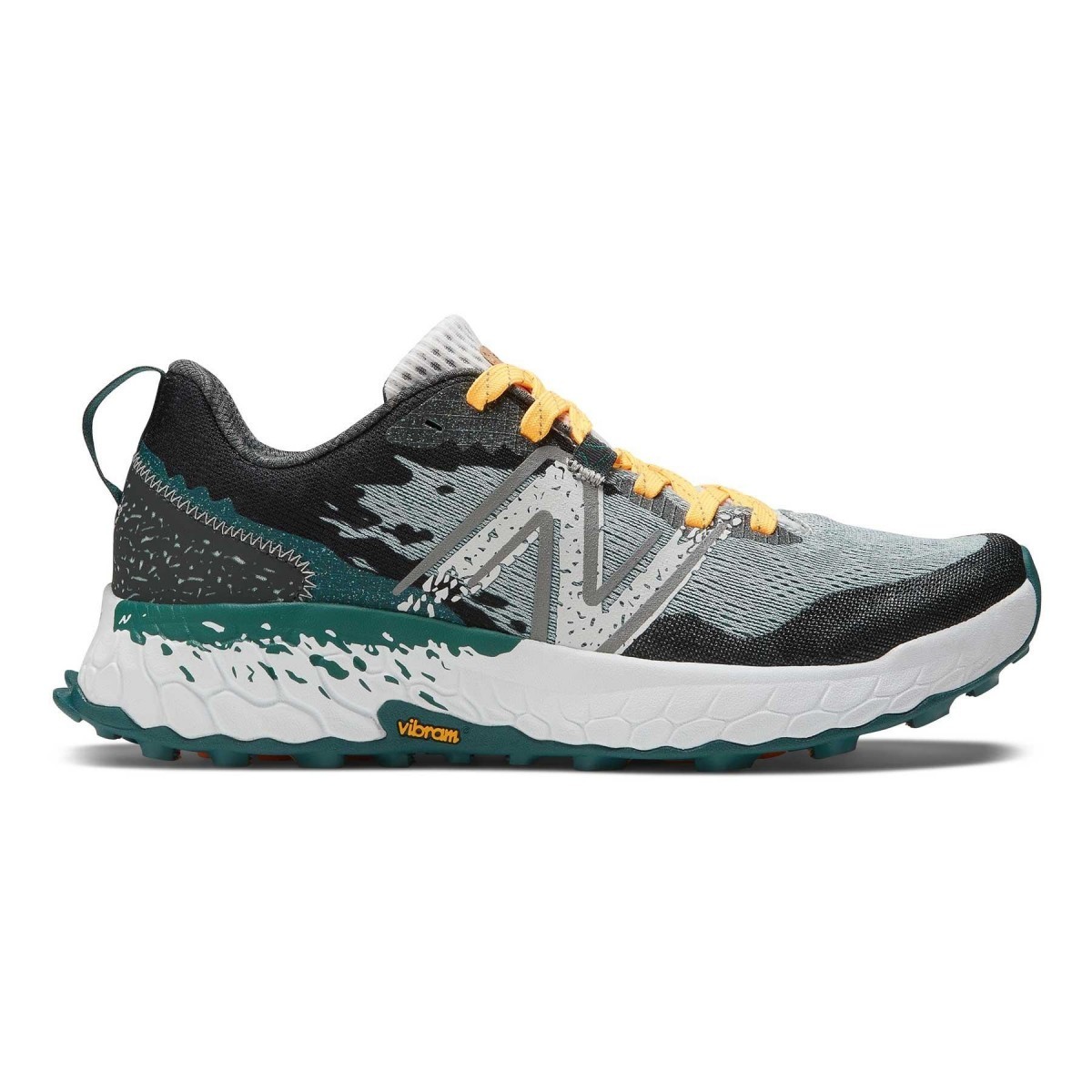 Turnschuhe New Balance Fresh Foam X Hierro V7 Schwarz Grün Gelb, Größe 46,5 - EUR