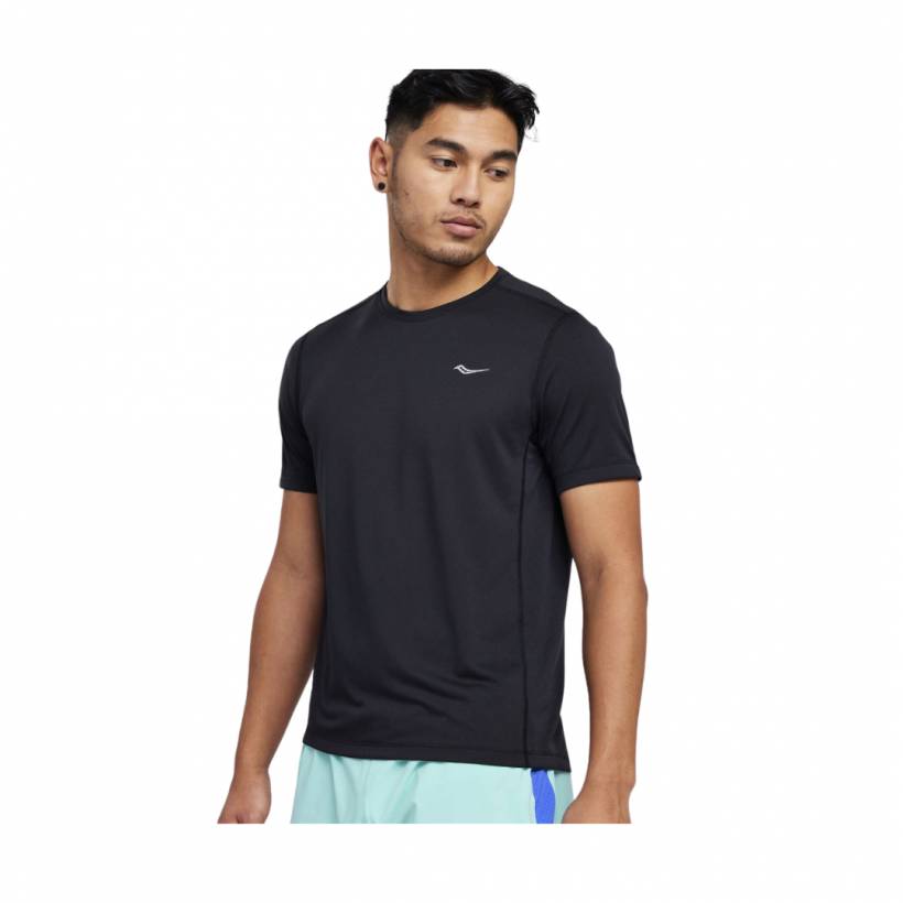 T-Shirt Saucony Stopwatch Kurzarm Schwarz
