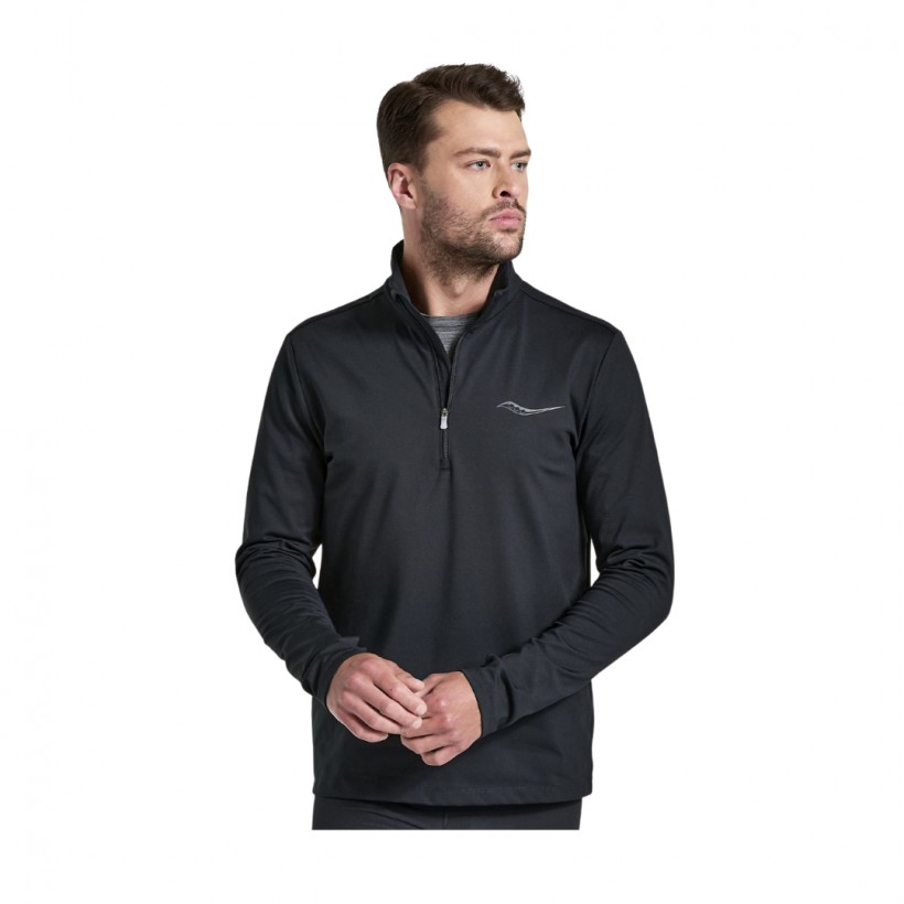 T-shirt Saucony Solstice Manica Lunga 1/4 Zip Nera