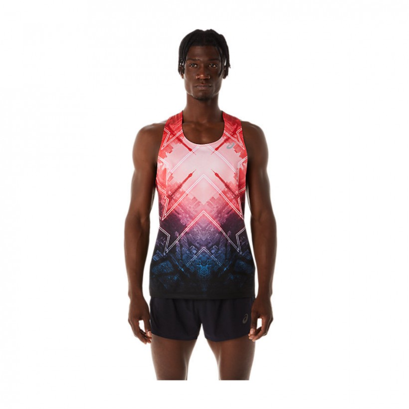 Sleeveless Shirt Asics Marathon Singlet Green Blue