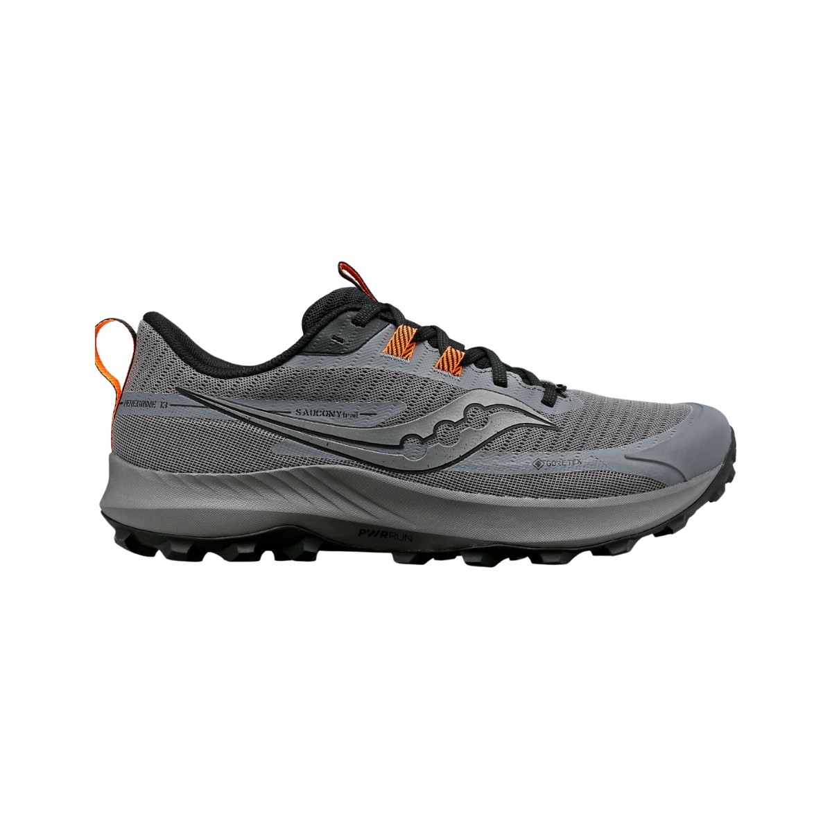 GRAU SCHWARZ  günstig Kaufen-Schuhe Saucony Peregrine 13 GTX Grau Schwarz, Größe 44,5 - EUR. Schuhe Saucony Peregrine 13 GTX Grau Schwarz, Größe 44,5 - EUR <![CDATA[Saucony Peregrine 13 GTX Schuhe Grau Schwarz SS23 Der Peregrine 13 GTX ist für nasse Wetterbedingu