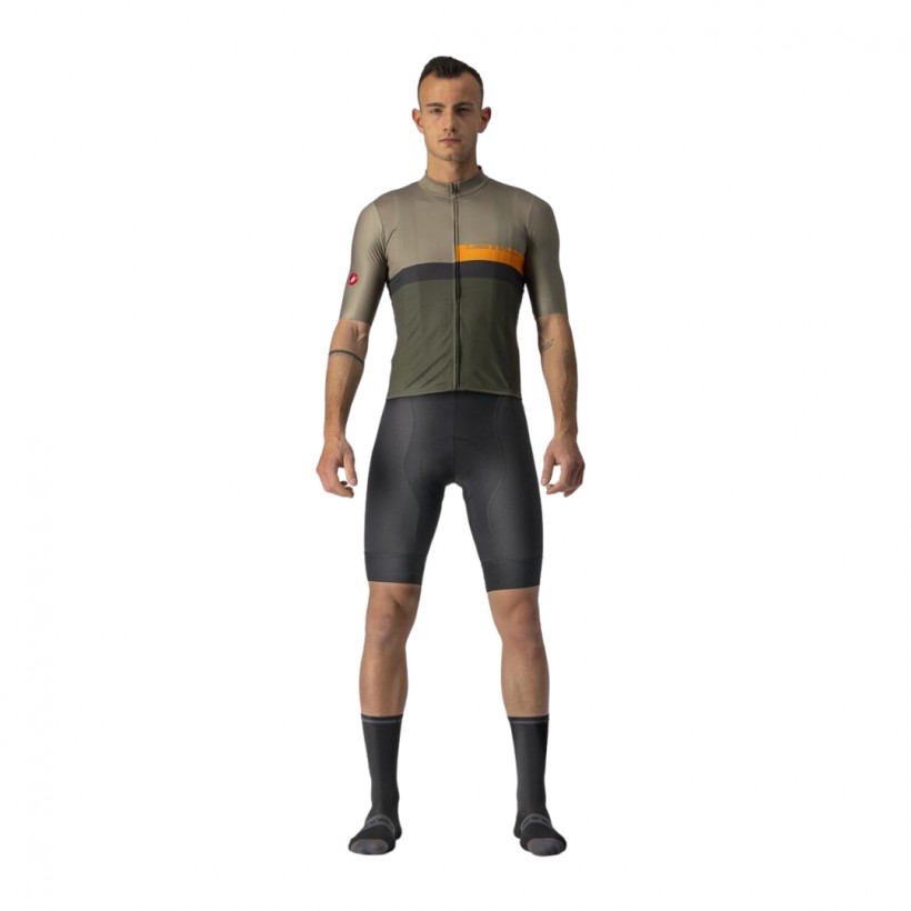 Trikot Castelli A Blocco Kurzarm Braun Grün