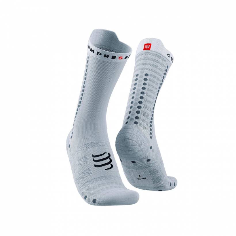 Chaussettes Compressport Pro Racing v4.0 Ultralight Bike Blanc Gris