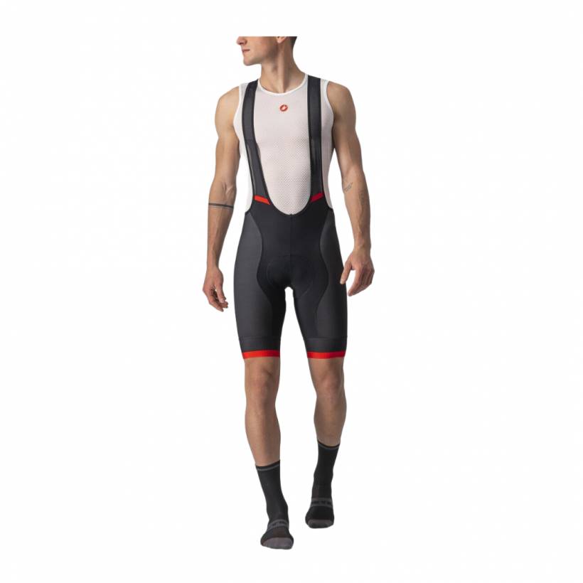 Spodenki na szelkach Castelli Competizione Kit Czarno-czerwone