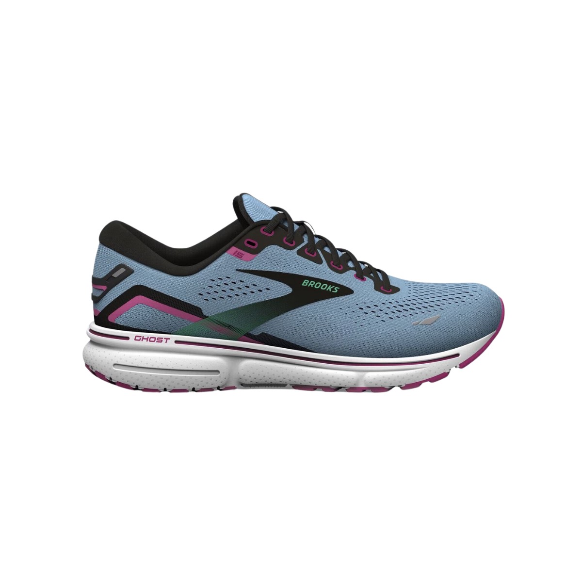 Zapatillas Brooks Ghost 15 Azul Negro Rosa  Mujer