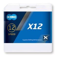 Cadena KMC X-12 12V 126 eslabones Negro Plata