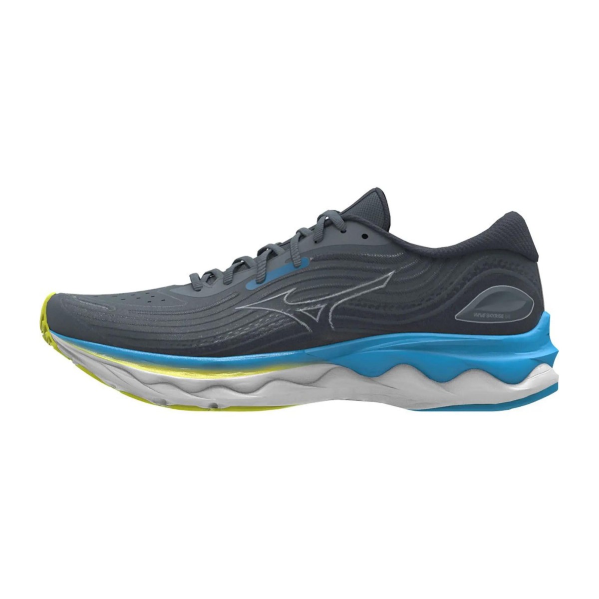 in blau günstig Kaufen-Schuhe Mizuno Wave Skyrise 4 Schwarz Blau, Größe 44,5 - EUR. Schuhe Mizuno Wave Skyrise 4 Schwarz Blau, Größe 44,5 - EUR <![CDATA[MIZUNO WAVE SKYRISE 4: ENTWICKELT FÜR TÄGLICHE LÄUFER
 In diesem Schuh, der für reibungslose Läufe e