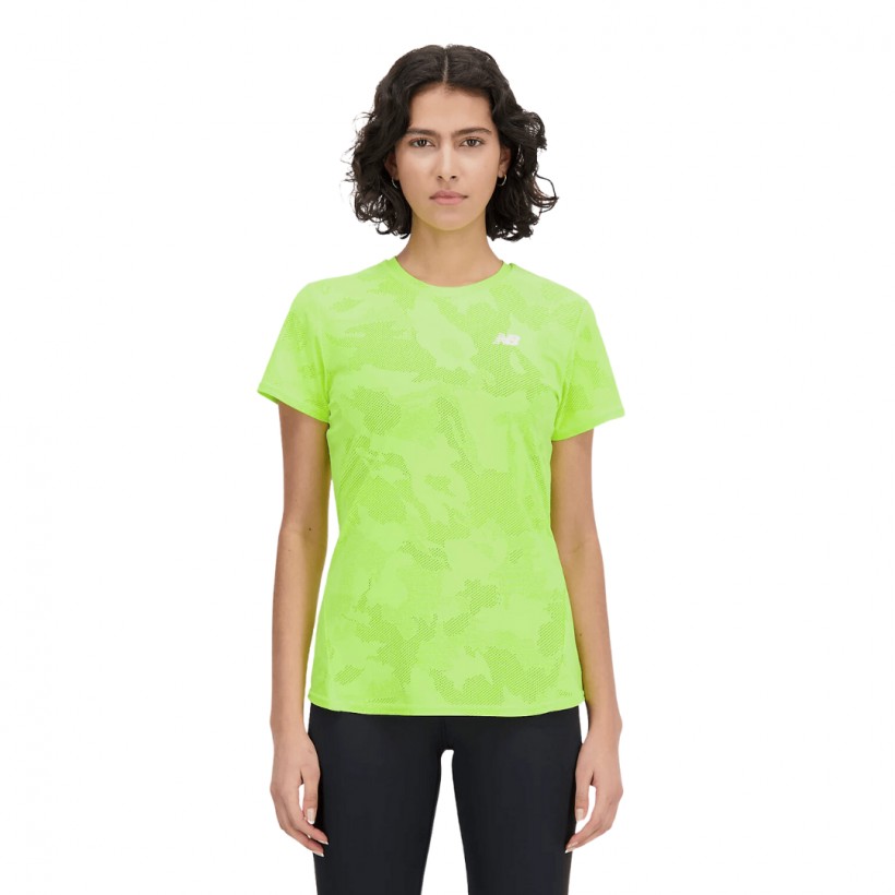 Koszulka New Balance Q Speed Jacquard z krótkim rękawem Zielona Limonka Damska