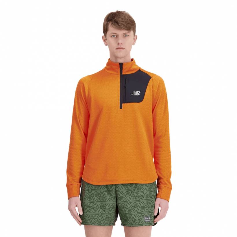 Jaqueta New Balance Heat Grid Half Zip Laranja