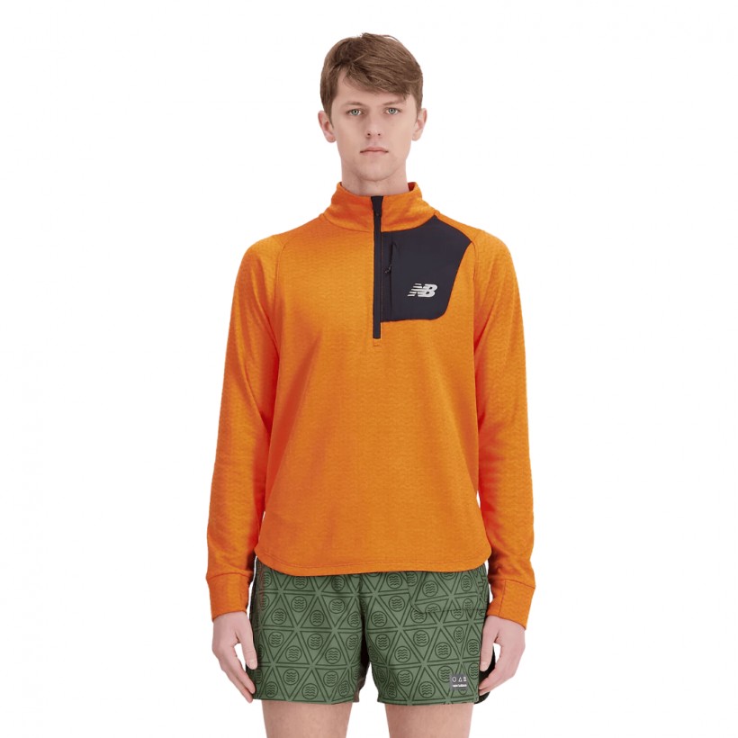 New Balance Heat Grid Half Zip Jacket Orange