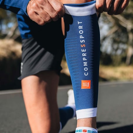 Medias de Compresión Compressport R2 3.0 Azul Blanco