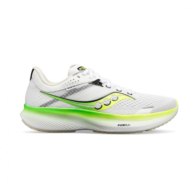 Zapatillas Saucony Ride 16 Blanco Verde AW23 comodidad y ligereza