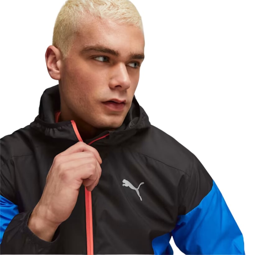 Jaqueta Puma Run Leve Preta Azul para Homens