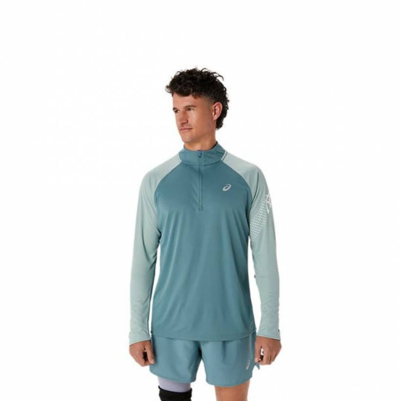 Camiseta de Manga Longa ASICS Icon LS 1/2 ZIP Azul