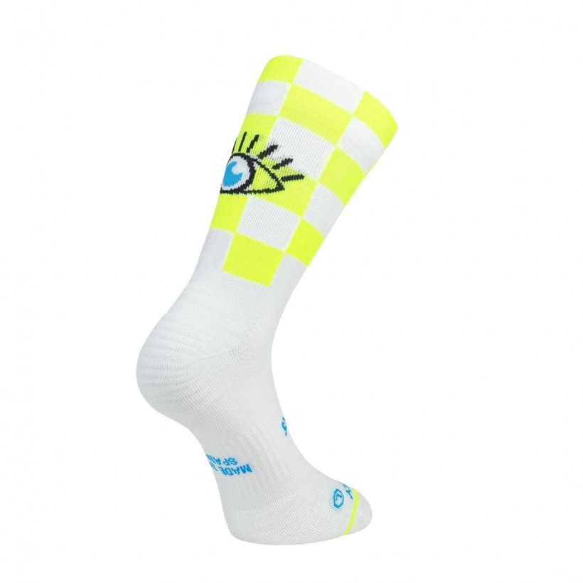 Chaussette Running Sporcks Race Eye Blanc Jaune