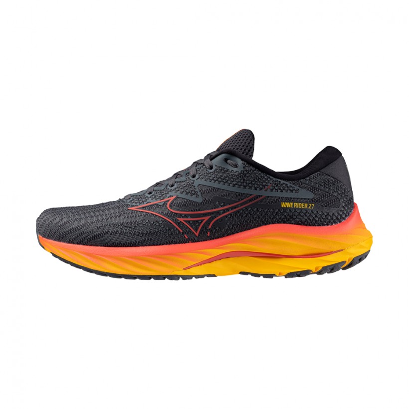 Mizuno Wave Rider 27 Black Orange Shoes SS24