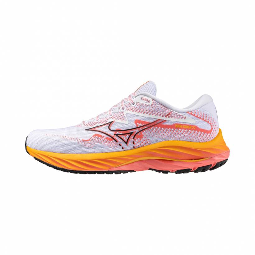 Tênis Mizuno Wave Rider 27 Branco Laranja SS24 Feminino