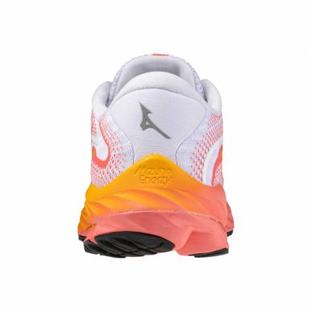 Zapatillas Mizuno Wave Rider 27 Blanco Naranja  Mujer