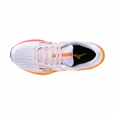 Zapatillas Mizuno Wave Rider 27 Blanco Naranja  Mujer