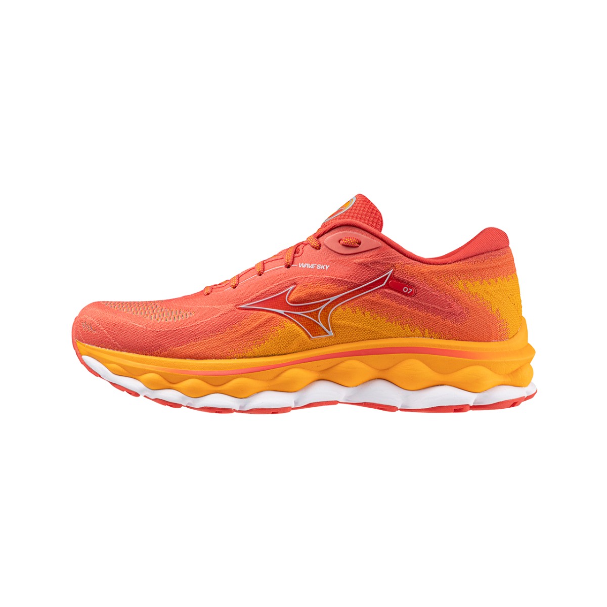 mit 6  günstig Kaufen-Mizuno Wave Sky 7 Rote Orange SS24 Laufschuhe, Größe 43 - EUR. Mizuno Wave Sky 7 Rote Orange SS24 Laufschuhe, Größe 43 - EUR <![CDATA[Mizuno Wave Sky 7 Schuhe Erleben Sie beim Laufen ein Gefühl des Schwebens mit den Mizuno Wave Sky 7-