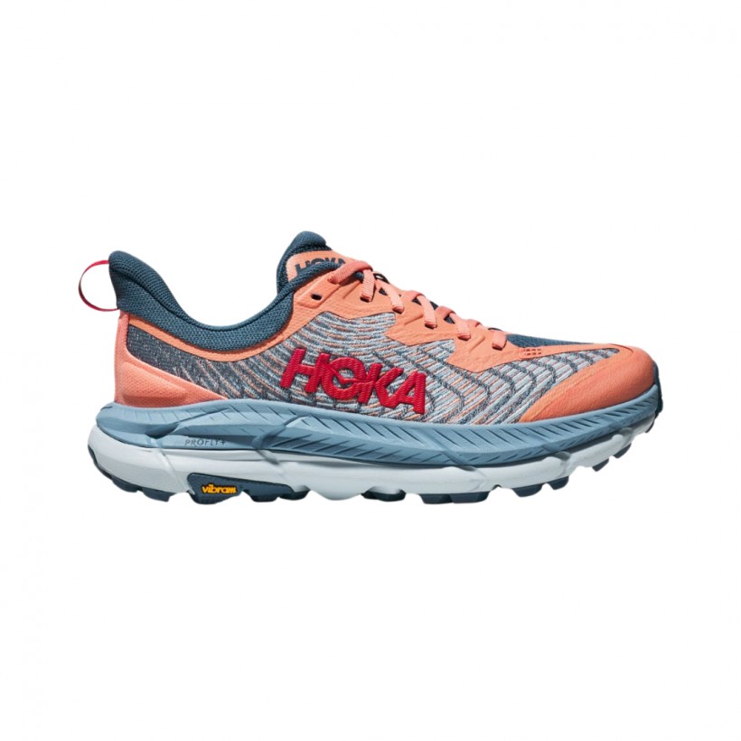 Tênis Hoka Mafate Speed 4 Coral Cinza SS24 para Mulher