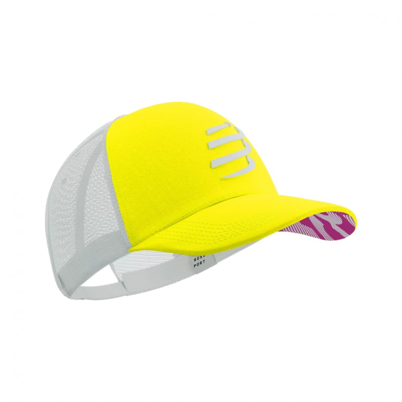 Boné Compressport Trucker amarelo branco