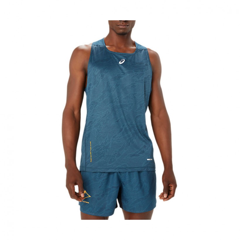 Asics Fujitrail Singlet Blue Sleeveless Shirt