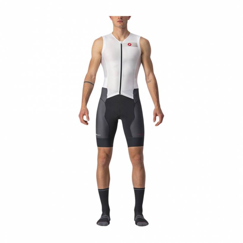 Kombinezon Triathlonowy Castelli Free Sanremo 2 Bez Rękawów Biały Czarny
